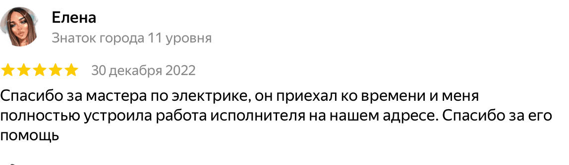 Отзыв Елена — скриншот Яндекс.Карт