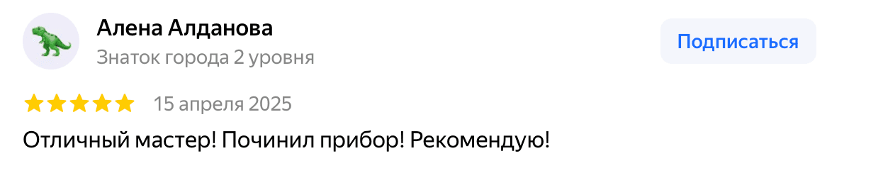 Отзыв Алена Алданова — скриншот Яндекс.Карт